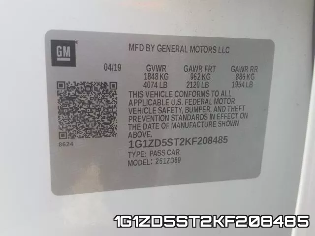 1G1ZD5ST2KF208485 фото 2