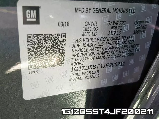 1G1ZD5ST4JF200211 фото 2