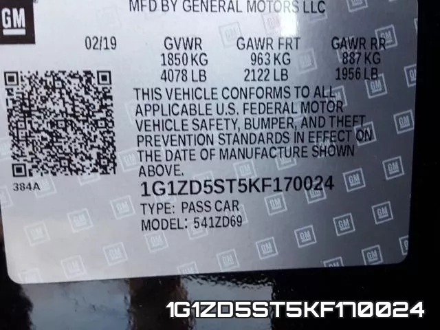1G1ZD5ST5KF170024 фото 2