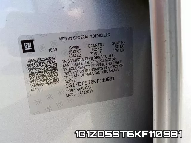 1G1ZD5ST6KF110981 фото 2
