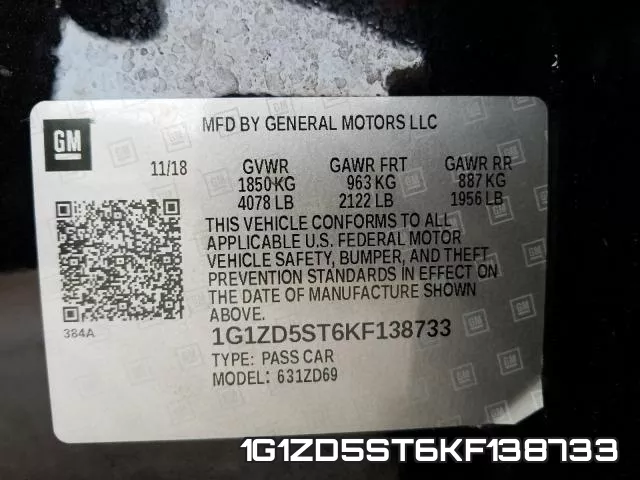 1G1ZD5ST6KF138733 фото 2