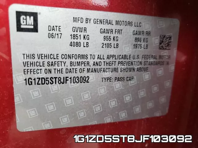1G1ZD5ST8JF103092 фото 2