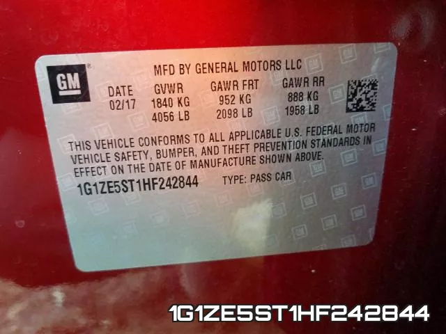 1G1ZE5ST1HF242844 фото 2