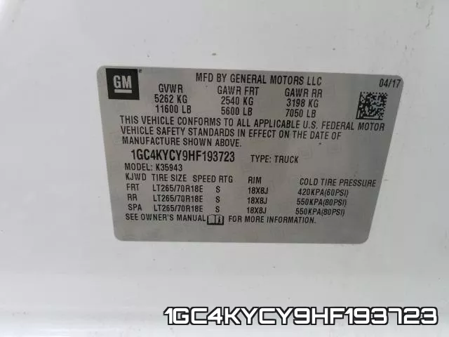 1GC4KYCY9HF193723 фото 2