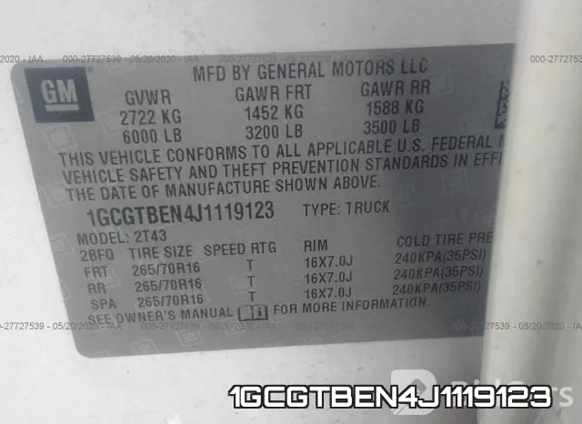 1GCGTBEN4J1119123 фото 10