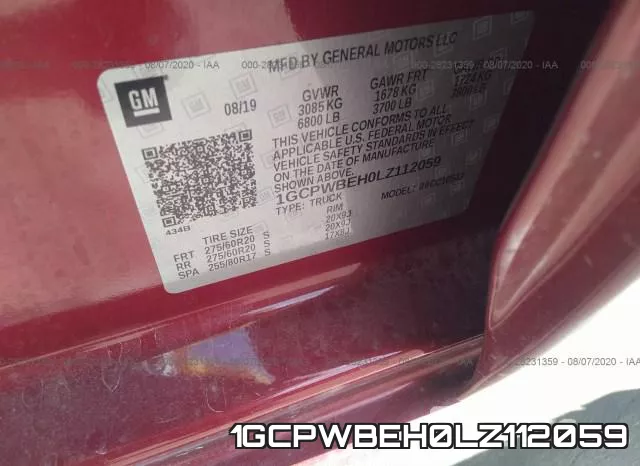 1GCPWBEH0LZ112059 фото 10
