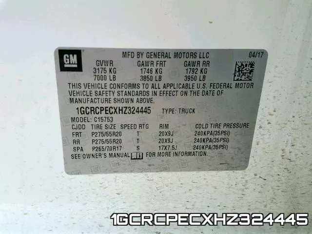 1GCRCPECXHZ324445 фото 2