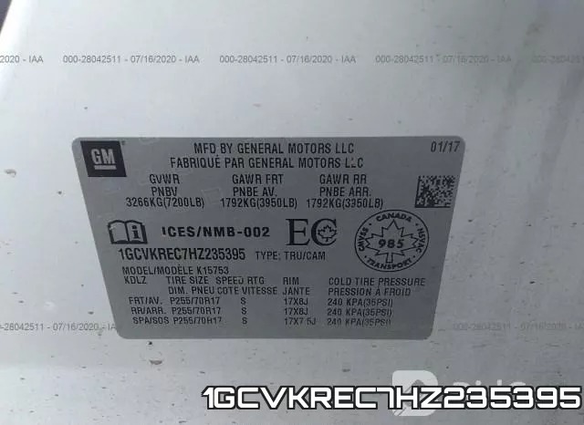 1GCVKREC7HZ235395 фото 10