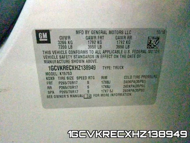 1GCVKRECXHZ138949 фото 2