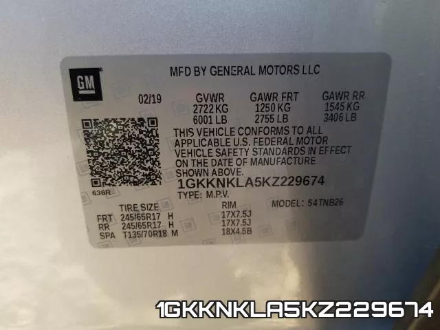 1GKKNKLA5KZ229674 фото 2
