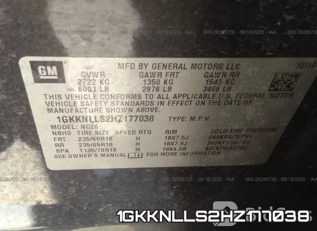 1GKKNLLS2HZ177038 фото 10