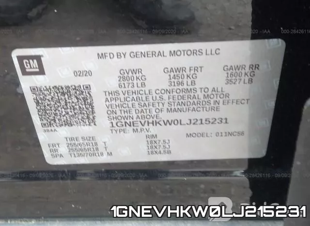 1GNEVHKW0LJ215231 фото 10