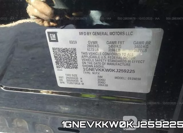 1GNEVKKW0KJ259225 фото 10