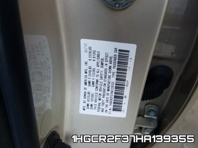 1HGCR2F37HA139355 фото 2