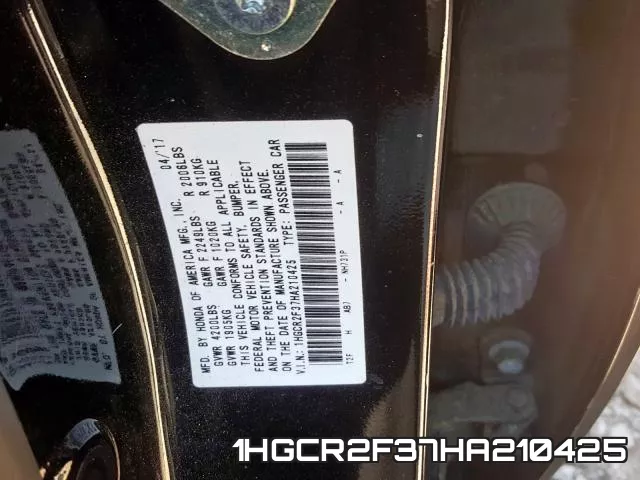 1HGCR2F37HA210425 фото 2