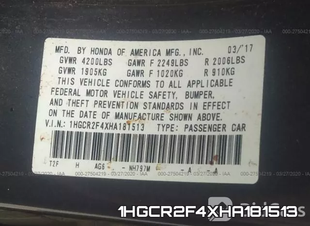 1HGCR2F4XHA181513 фото 10