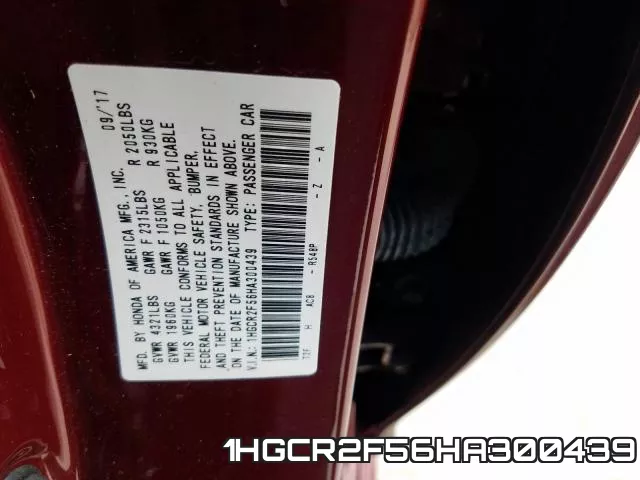 1HGCR2F56HA300439 фото 2