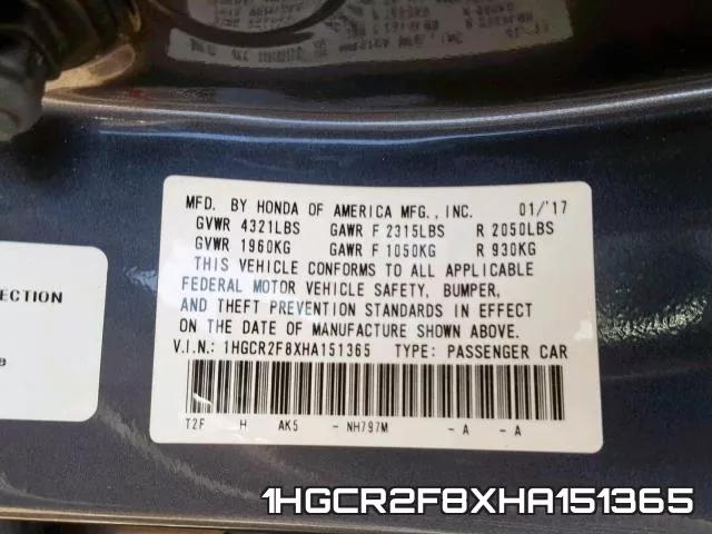 1HGCR2F8XHA151365 фото 2