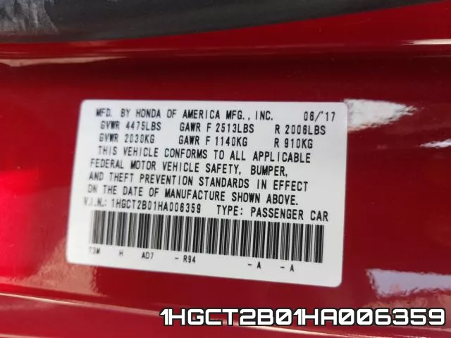 1HGCT2B01HA006359 фото 2