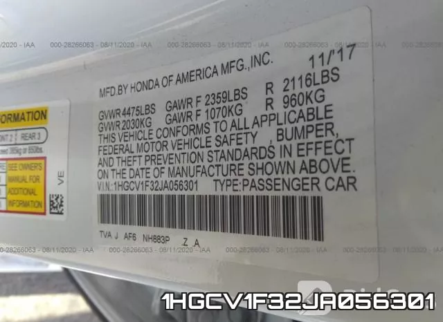 1HGCV1F32JA056301 фото 10