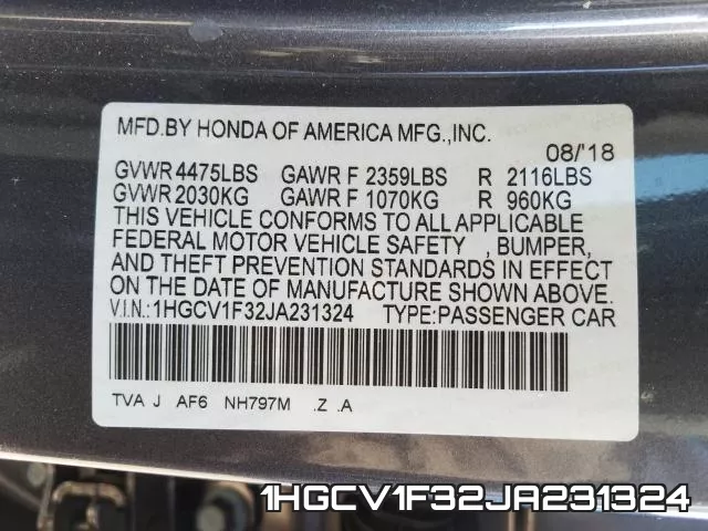 1HGCV1F32JA231324 фото 2
