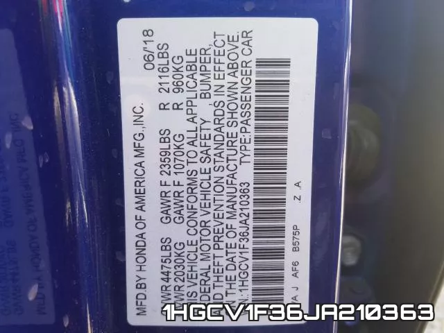 1HGCV1F36JA210363 фото 2