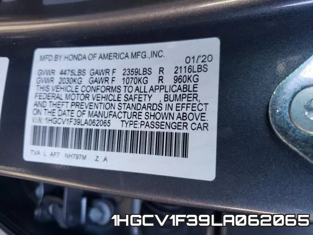 1HGCV1F39LA062065 фото 2