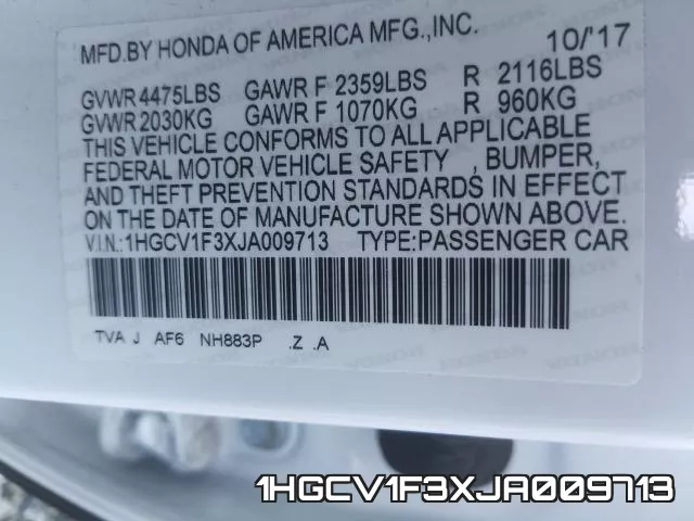 1HGCV1F3XJA009713 фото 2