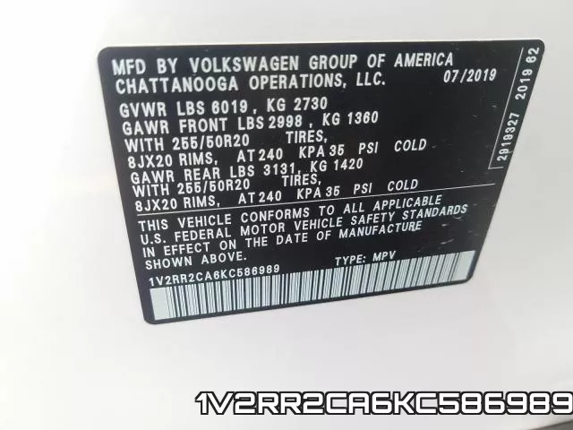 1V2RR2CA6KC586989 фото 2
