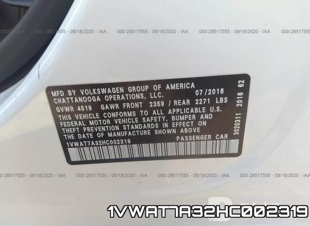 1VWAT7A32HC002319 фото 9