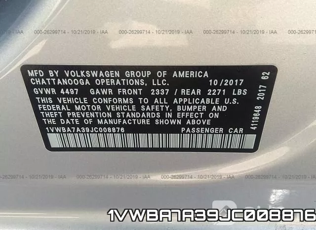 1VWBA7A39JC008876 фото 10