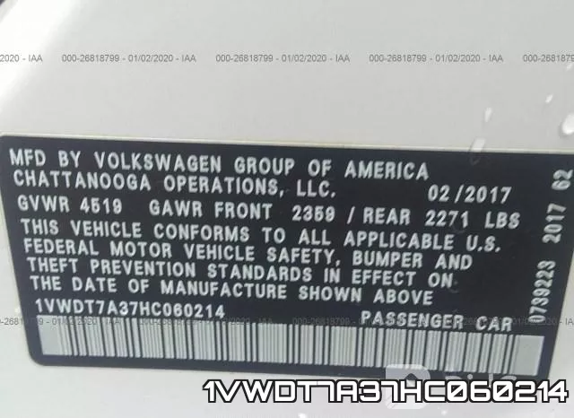 1VWDT7A37HC060214 фото 9
