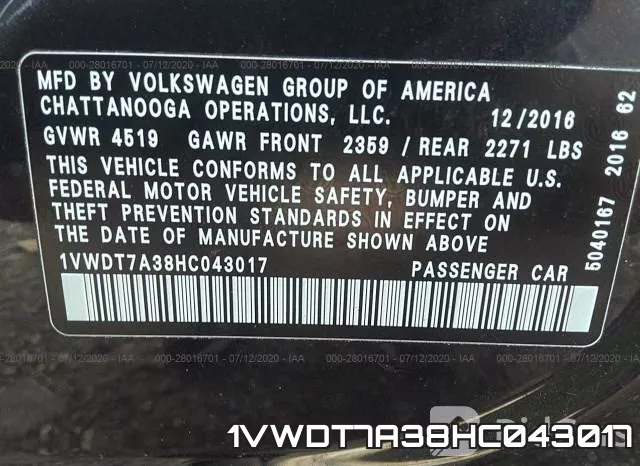 1VWDT7A38HC043017 фото 10