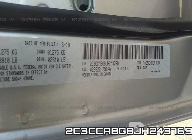 2C3CCABG8JH243769 фото 10