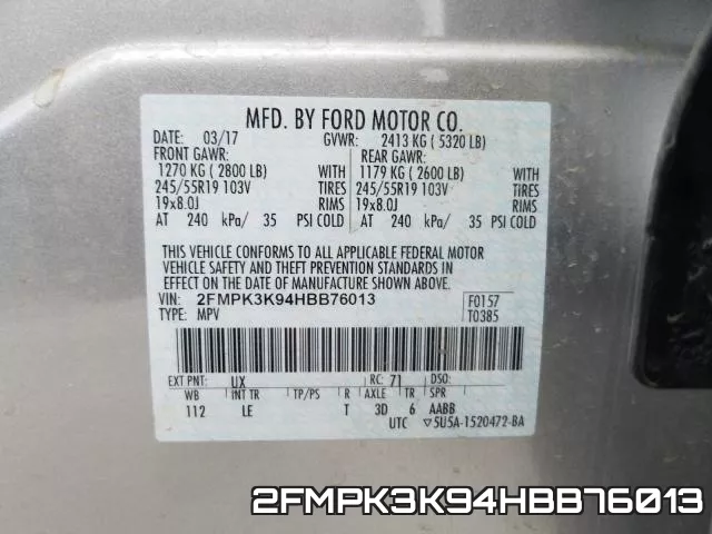 2FMPK3K94HBB76013 фото 2