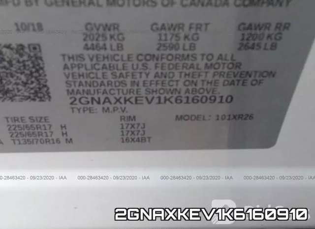 2GNAXKEV1K6160910 фото 10