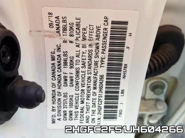 2HGFC2F51JH604266 фото 2