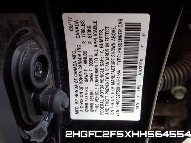 2HGFC2F5XHH564554 фото 2