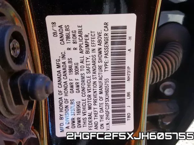 2HGFC2F5XJH605755 фото 2