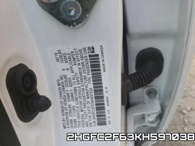 2HGFC2F63KH597038 фото 2
