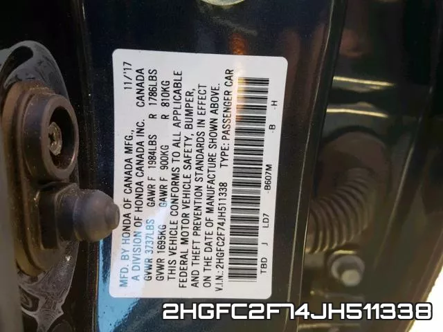 2HGFC2F74JH511338 фото 2