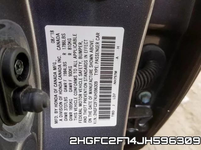 2HGFC2F74JH596309 фото 2