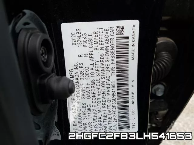 2HGFC2F83LH541653 фото 2