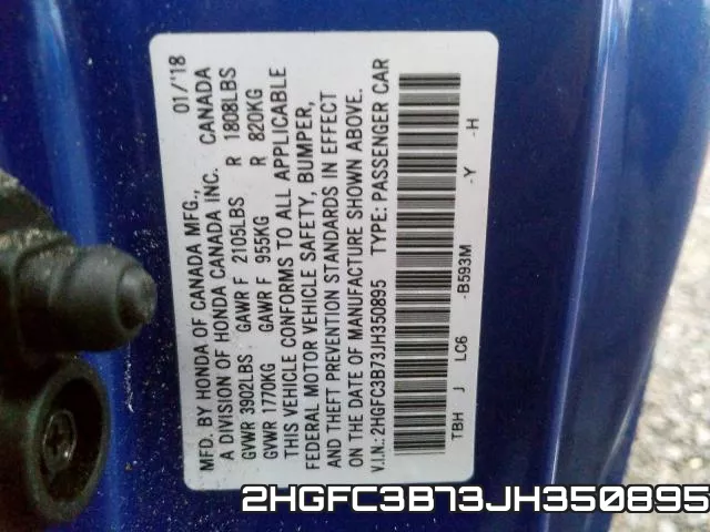 2HGFC3B73JH350895 фото 2