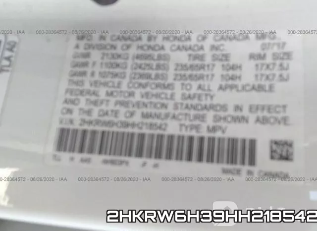 2HKRW6H39HH218542 фото 10