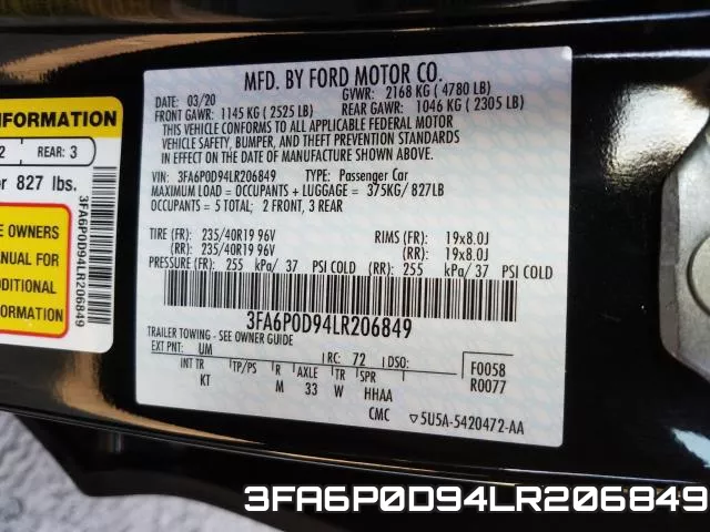 3FA6P0D94LR206849 фото 2