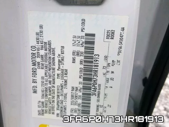 3FA6P0H73HR181913 фото 2
