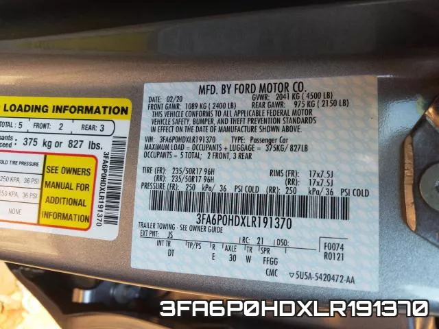 3FA6P0HDXLR191370 фото 2