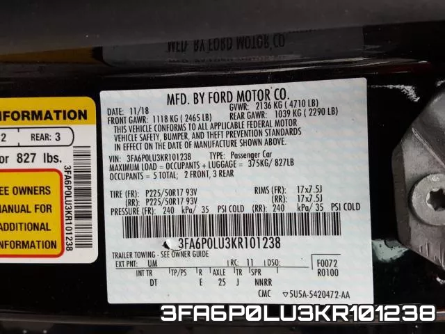 3FA6P0LU3KR101238 фото 2