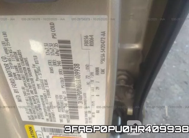 3FA6P0PU0HR409938 фото 10
